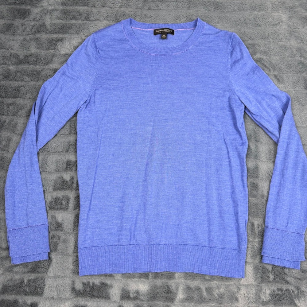 Banana Republic Womens Merino Wool Crewneck Sweater Periwinkle Blue Size M